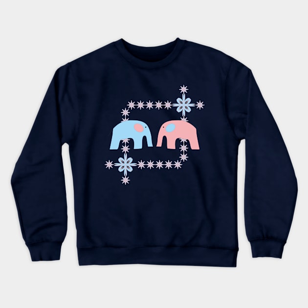 Two elephants Crewneck Sweatshirt by Evgeniya